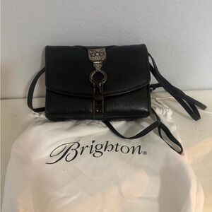 Brighton Black Crossbody Bag with Silver Detail